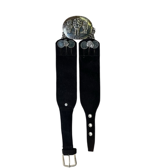 The Unbranded Brand Accessories - Vintage Silver Colombian Tribal Belt  Coins And Suede Leather 90% Pure Silver
